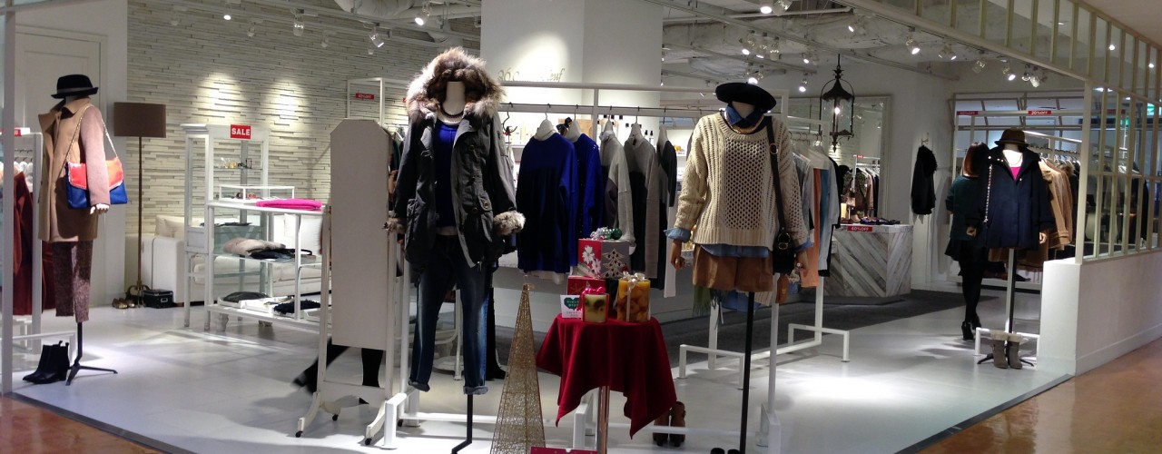 Womenswear display at Parco in Tokyo. Photo by alphacityguides.