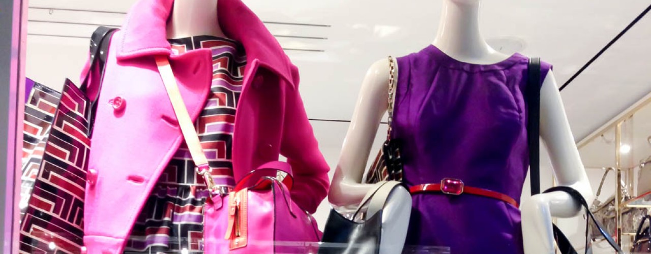 Colorful coats and dresses at Kate Spade in London. Photo by alphacityguides.