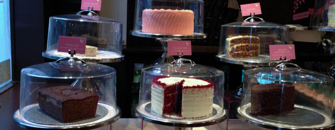 Cakes at Hummingbird Bakery in London. Photo by alphacityguides.