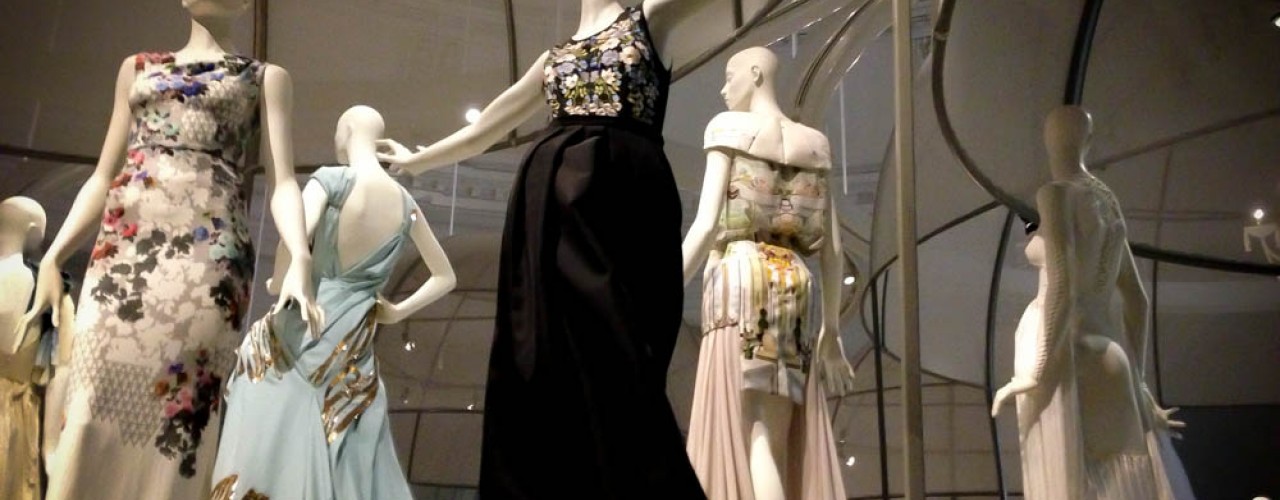 Ball gown exhibit at the V & A Museum in London. Photo by alphacityguides.