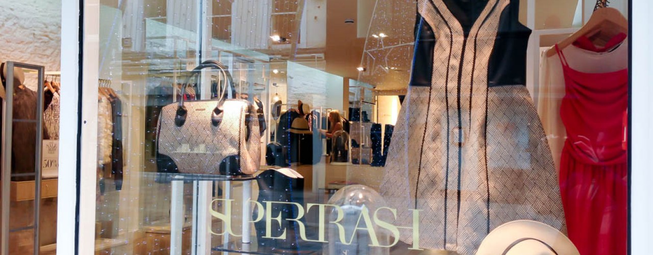 Fashion window display at SuperTrash in London. Photo by alphacityguides.