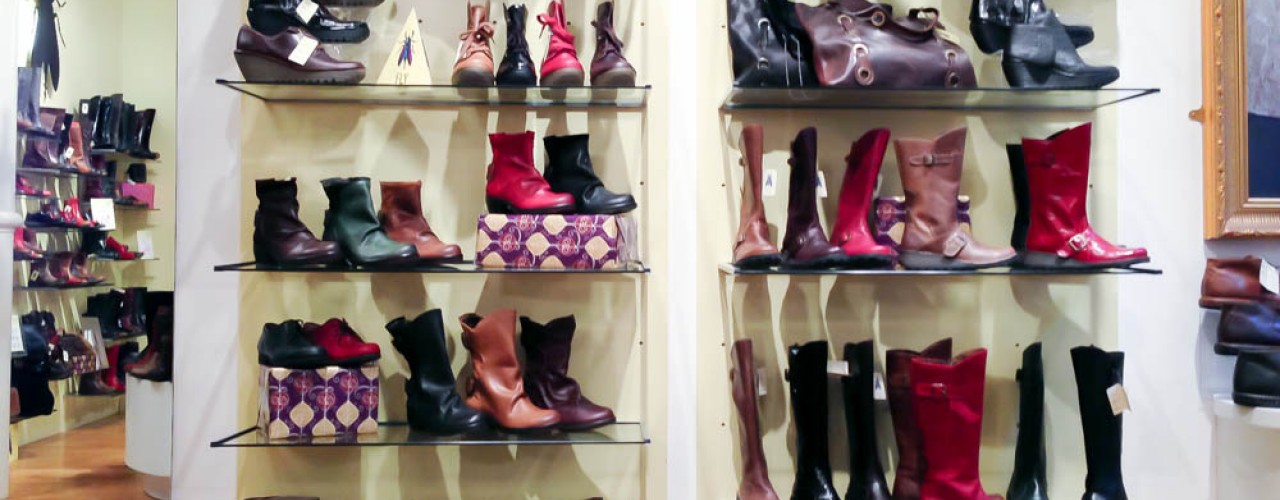 Boots and shoes at Fly London in Covent Garden. Photo by alphacityguides.