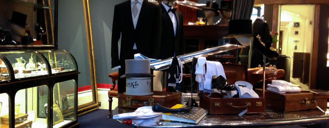 Fashion display inside Gieves & Hawkes London. Photo by alphacityguides.