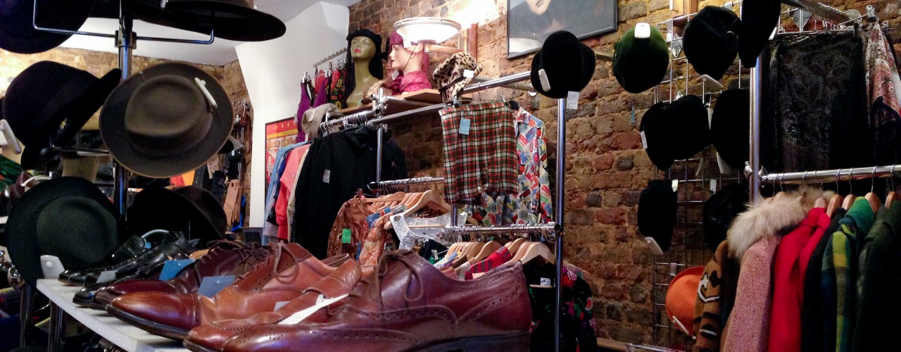Men's vintage inside Hunky Dory Vintage in London. Photo by alphacityguides.