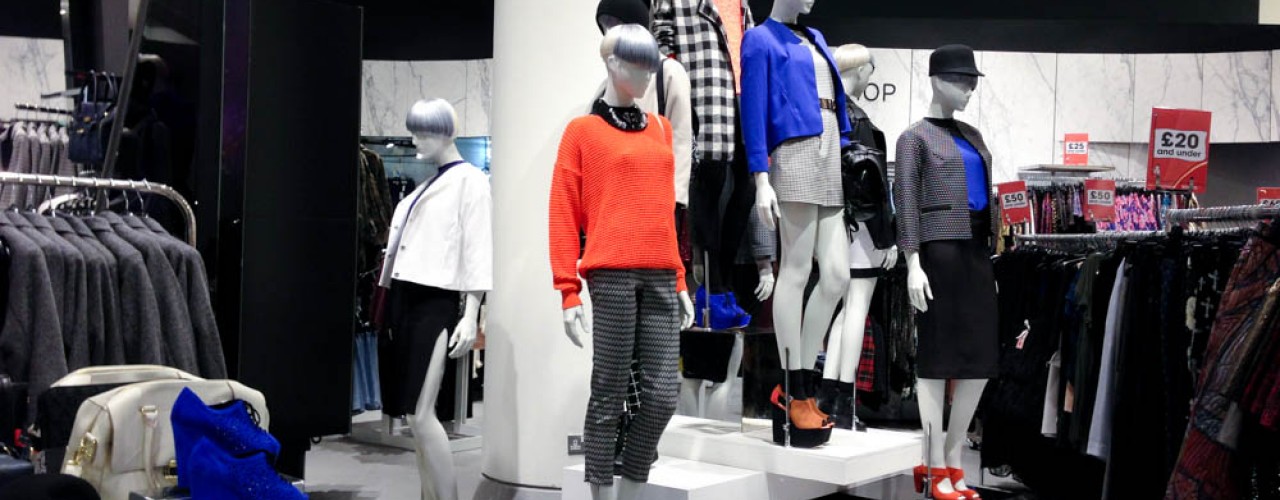 Topshop display at Selfridges on Oxford Street in London. Photo by alphacityguides.