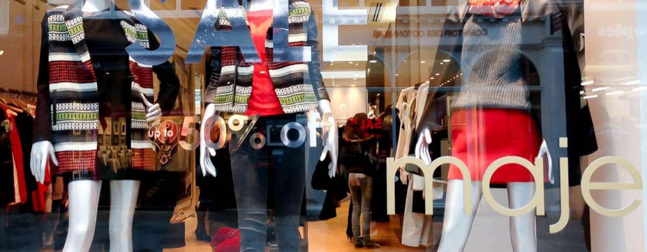 Fashion window display at Maje in London. Photo by alphacityguides.
