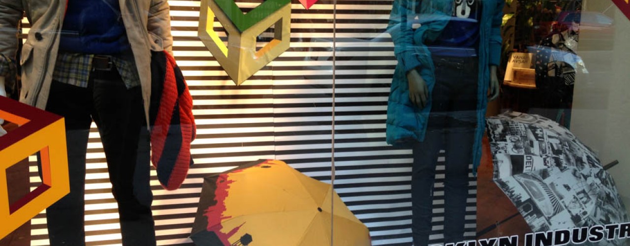 Window display at Brooklyn Industries in New York. Photo by alphacityguides.