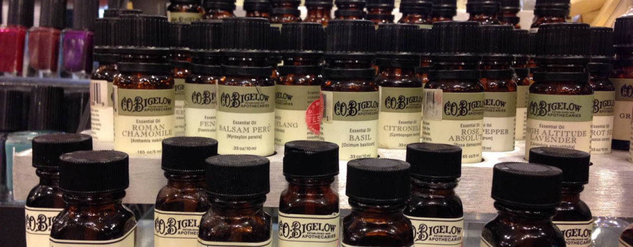 Essential oils at C.O Bigelow in New York. Photo by alphacityguides.