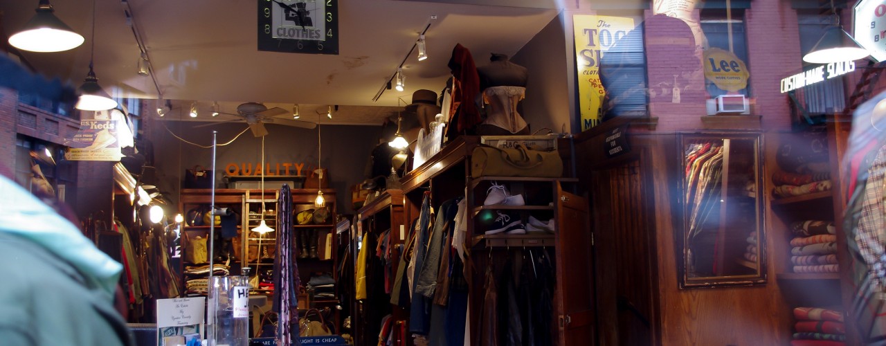 Vintage display at the Quality Mending Company in New York. Photo by alphacityguides.