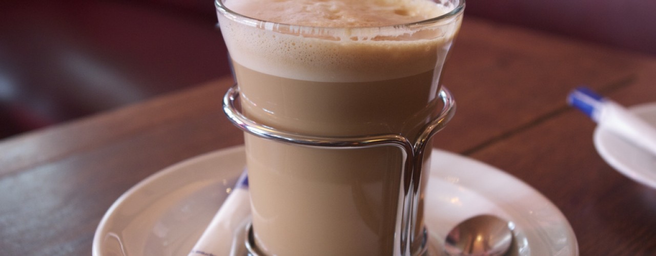 Cafe creme at Cafe de l'Industrie in Paris. Photo by alphacityguides.