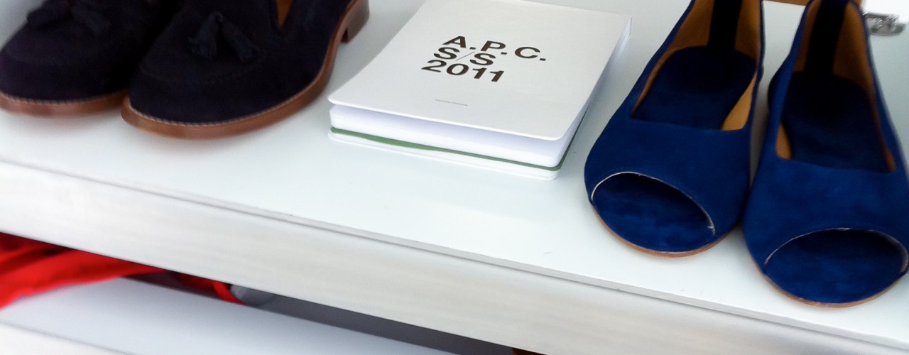 Accessory display at A.P.C. store in Paris. Photo by alphacityguides.