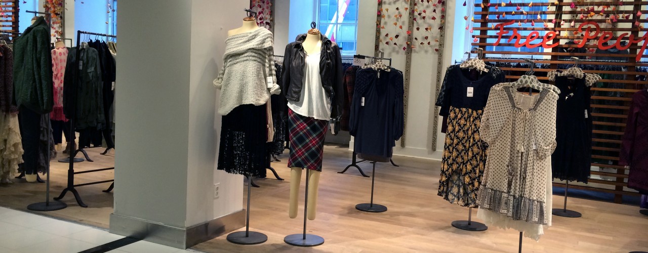 Free People fashion display at Bloomingdale's in New York. Photo by alphacityguides.