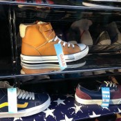Sneaker wall at Offspring in London. Photo by alphacityguides.