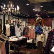 Women's fashion display at Shibuya 109 in Tokyo, Japan. 