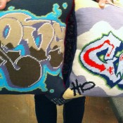Graffiti pillows at The Future Perfect in New York. Photo by alphacityguides.