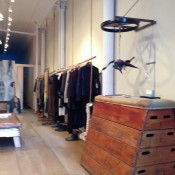 Fashion display and vintage pommel horse inside VPL in New York. Photo by alphacityguides.