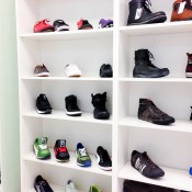 Wall of men's shoes at Brands Temporary Store in London. Photo by alphacityguides.