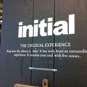 Sign at Hong Kong fashion brand Initial. 