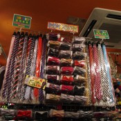 Bow tie and tie display inside Thank You Mart in Tokyo. Photo by alphacityguides.