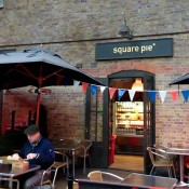 Store front at Square Pie in Spitalfields market in London. Photo by alphacityguides.