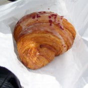 Raspberry croissants at Pierre Hermé in Paris. Photo by alphacityguides.