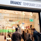 Store front at Brands Temporary Store in London. Photo by alphacityguides.