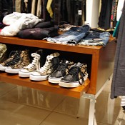 Sneaker display at Royal Flash in Tokyo. Photo by alphacityguides.