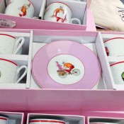 Playful tea set at Fortnum and Mason in London. Photo by alphacityguides.