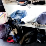 Denim shorts and leather boots at Goldsmith Vintage in London. Photo by alphacityguides.