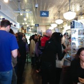 Line up inside Murray's Bagel in New York. Photo by alphacityguides.