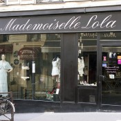 Store front at Mademoiselle Lola in Paris. Photo by alphacityguides.