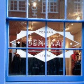 Window at Topman General Store in London. Photo by alphacityguides.