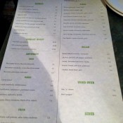 Menu at Pizza East in London. Photo by alphacityguides.