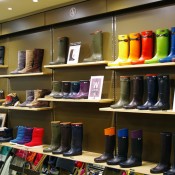 Boot display inside Aigle in Tokyo. Photo by alphacityguides.