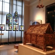 Stain glass at the V & A Museum in London. Photo by alphacityguides. 