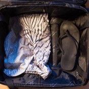 How to pack a carry-on, shoes on the bottom. Photo by alphacityguides.