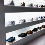 Sneakers display at A Bathing Ape in Tokyo. Photo by alphacityguides.