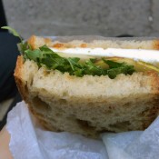 Manouri cheese sandwich at Smile To Go in New York. Photo by alphacityguides.