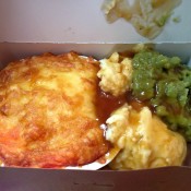 Mac and cheese Square Pie in Spitalfields market in London. Photo by alphacityguides.