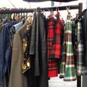 Vintage tartans and plaids at Old Spitalfields Market in London. Photo by alphacityguides.