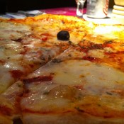 Four cheese pizza at PizzaExpress in Hong Kong. Photo by alphacityguides.