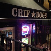 Outside Crif Dogs New York. Photo by alphacityguides.