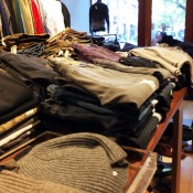 Sweater and pant display at INA NoHo in New York. Photo by alphacityguides.