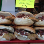 Sandwiches from Cafe Columbia in the Columbia Flower Market in London. Photo by alphacityguides.