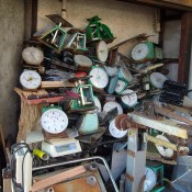 Vintage scales at Tsukiji Outer Market in Tokyo. Photo by alphacityguides.