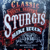 Vintage Sturgis sign at Hell's Kitchen Market in New York. Photo by alphacityguides.