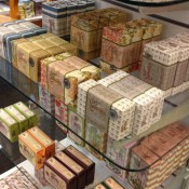 Product display at C.O Bigelow in New York. Photo by alphacityguides.