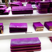 Wallet & leather accessories display at Smythson in London. Photo by alphacityguides.
