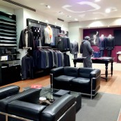 Made to measure suit display inside Scabal on Savile Row in London. Photo by alphacityguides. 