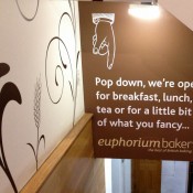Sign at Euporium Bakery in Covent Garden, London. Photo by alphacityguides.